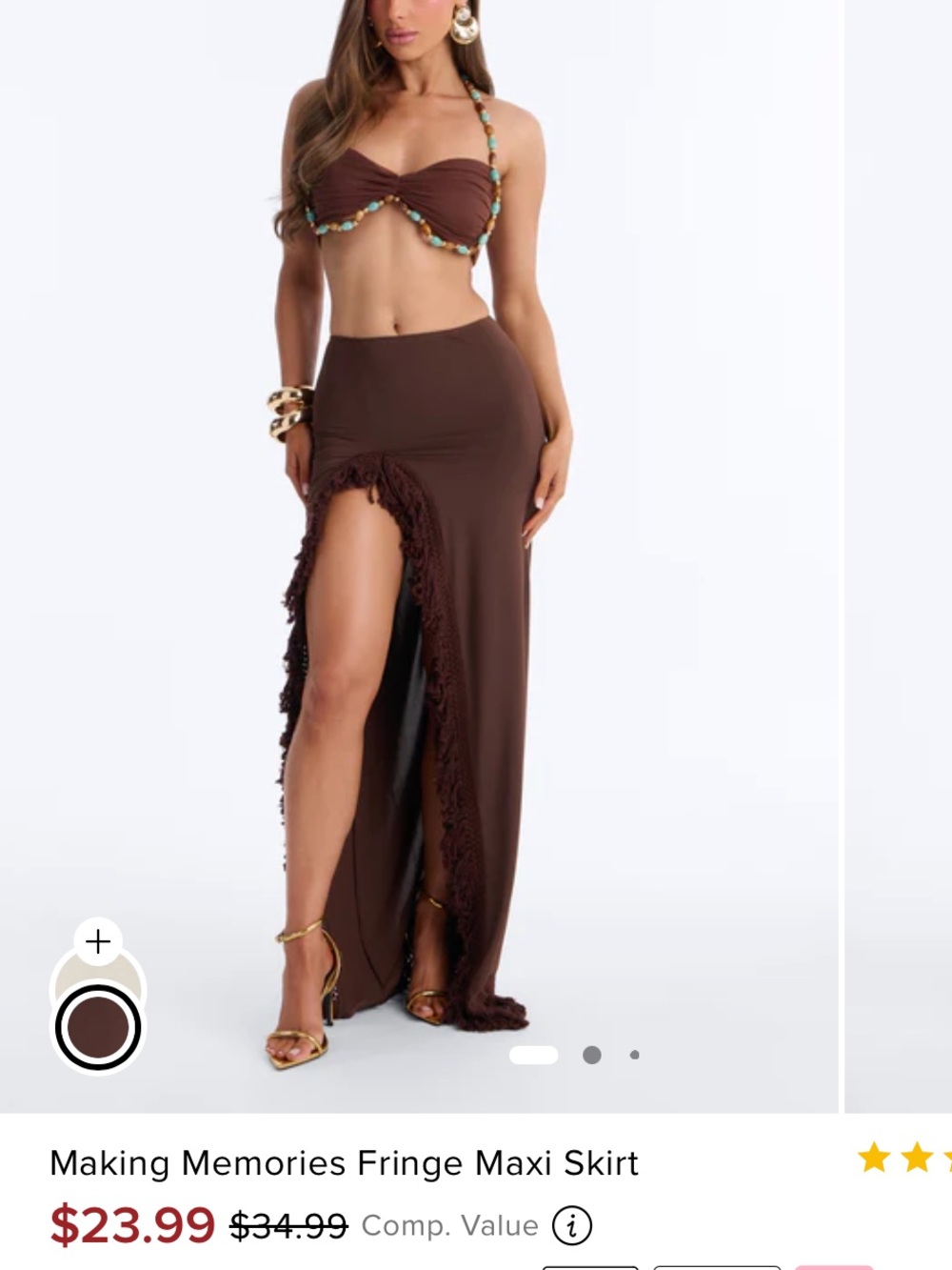 Fashion Nova Fringe Maxi Skirt - Chocolate Brown